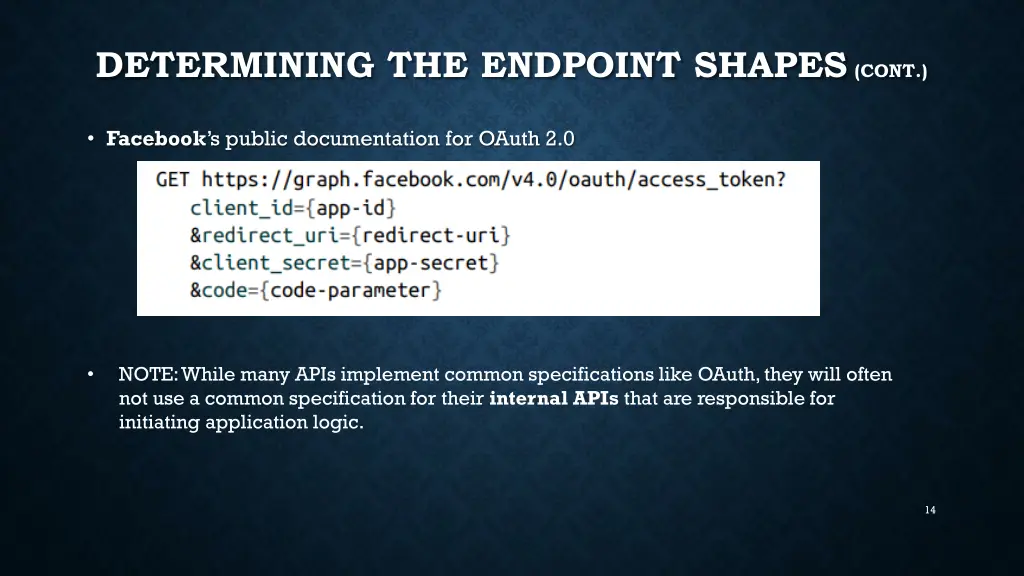 determining the endpoint shapes cont 1
