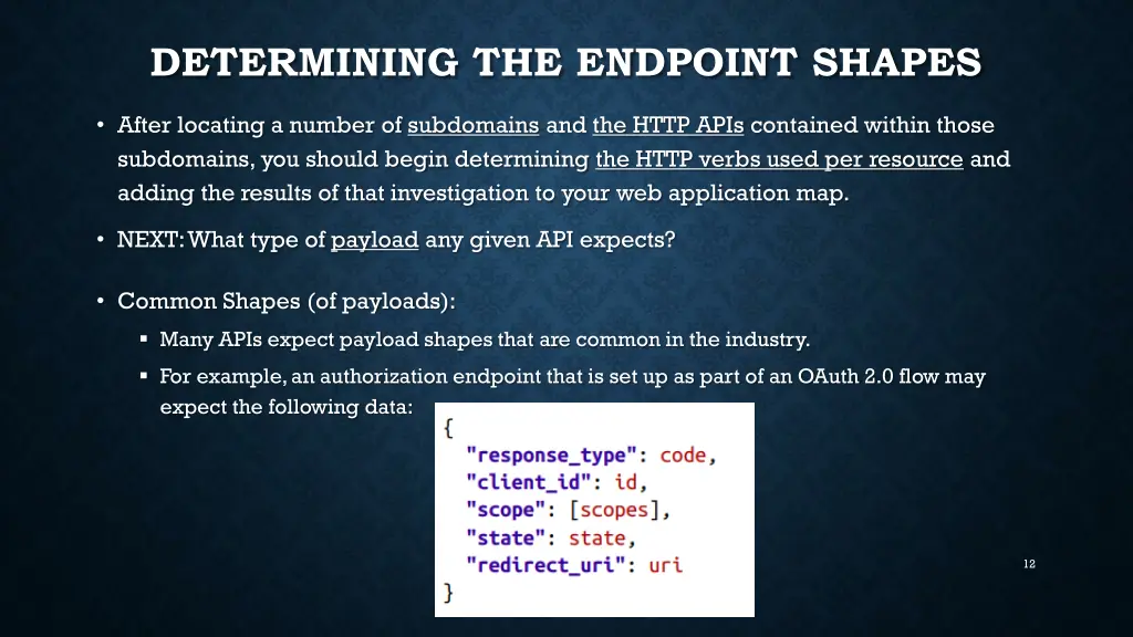 determining the endpoint shapes