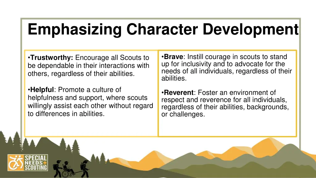 emphasizing character development