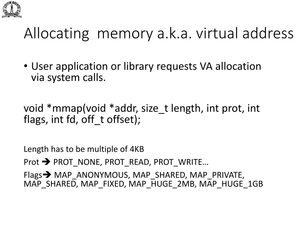 allocating memory a k a virtual address