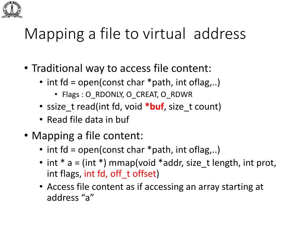 mapping a file to virtual address