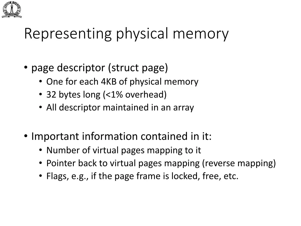 representing physical memory