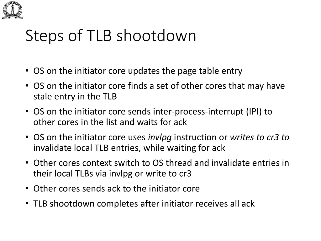 steps of tlb shootdown