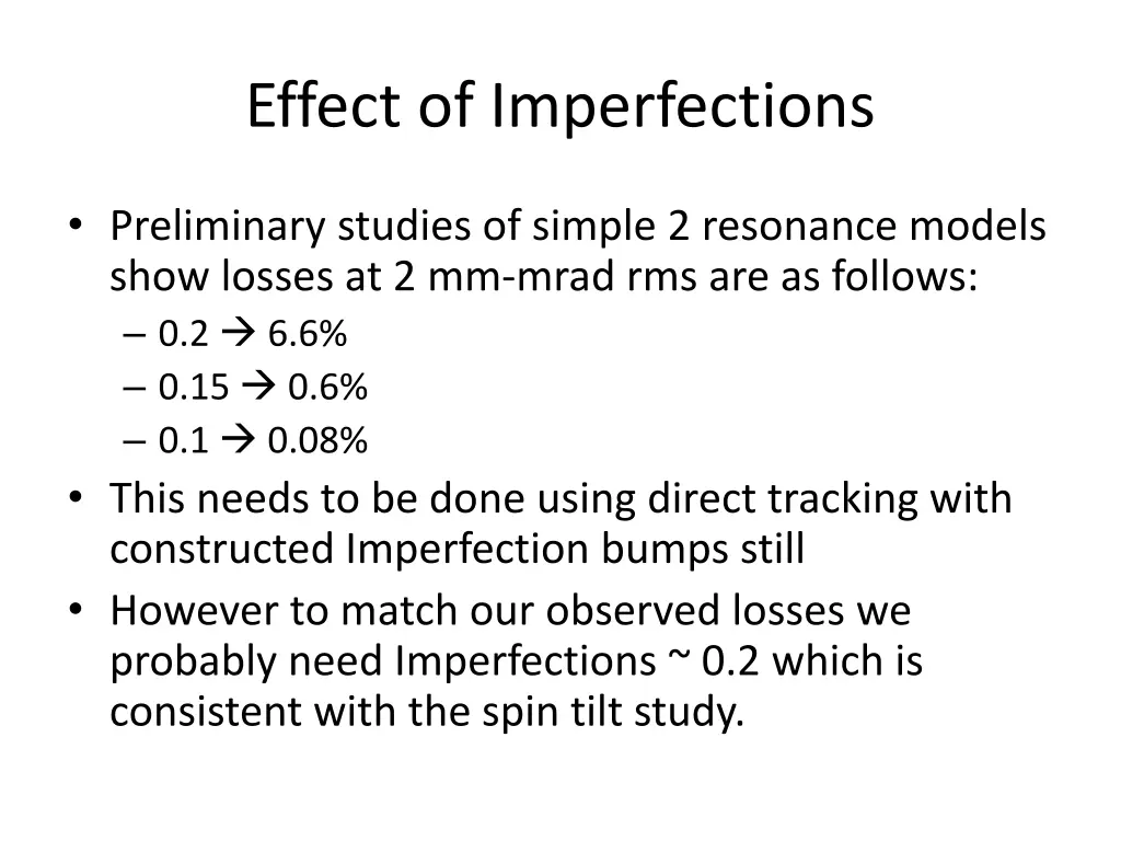 effect of imperfections