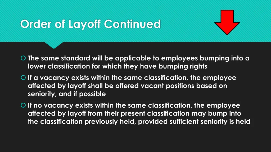order of layoff continued