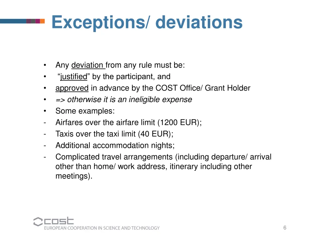 exceptions deviations