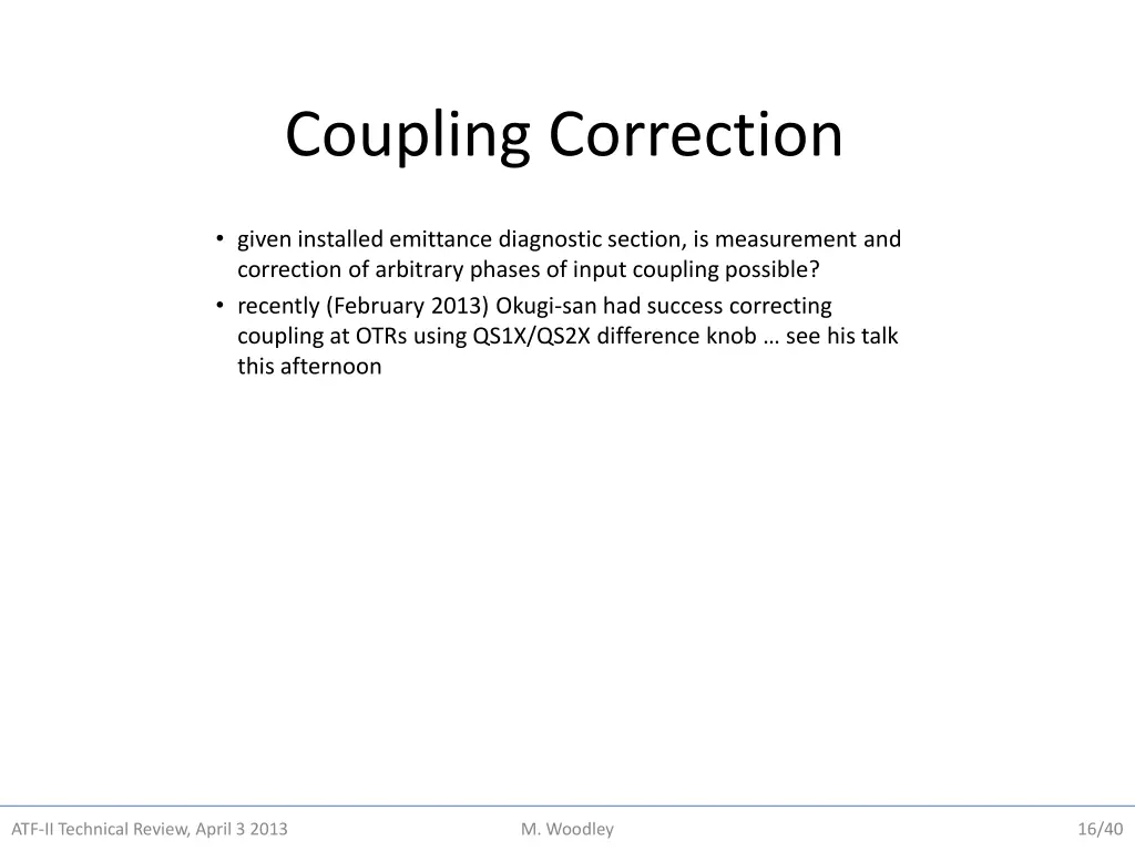 coupling correction