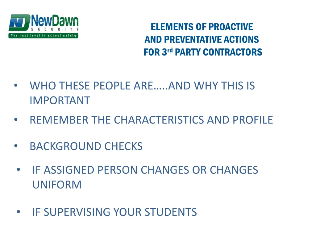 elements of proactive and preventative actions
