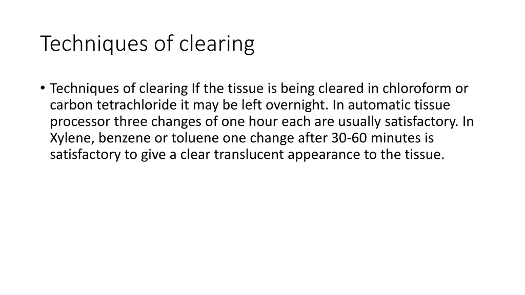 techniques of clearing