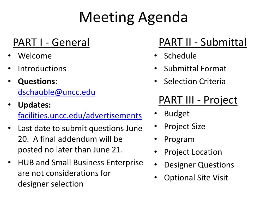 meeting agenda