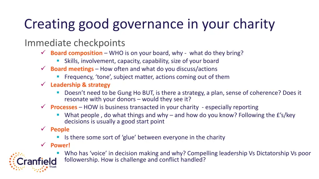 creating good governance in your charity