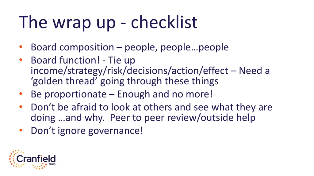 the wrap up checklist