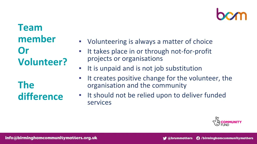 team member or volunteer