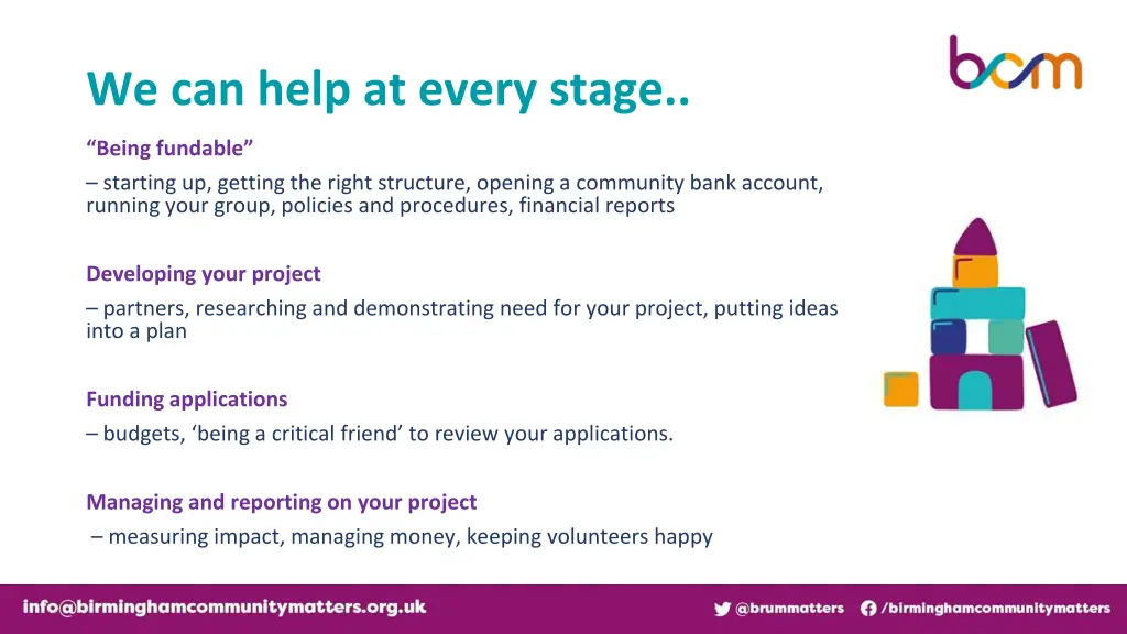 we can help at every stage
