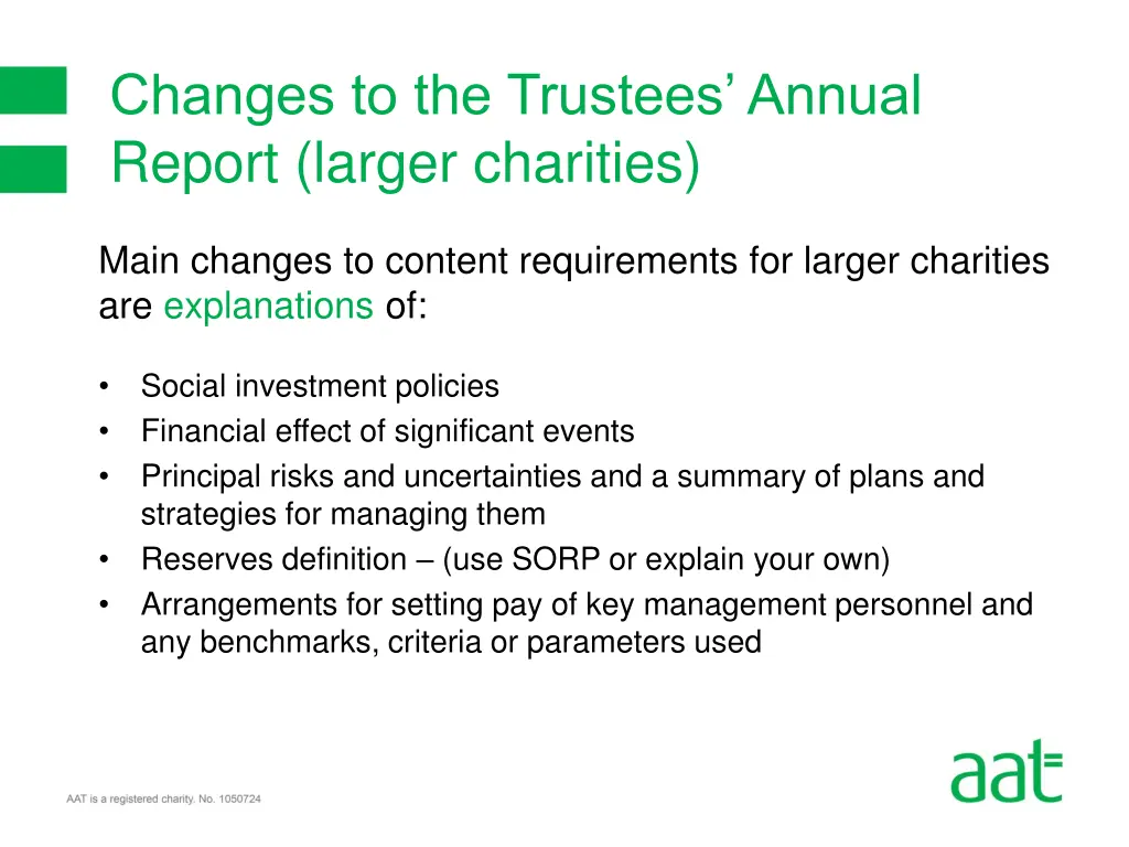 changes to the trustees annual report larger