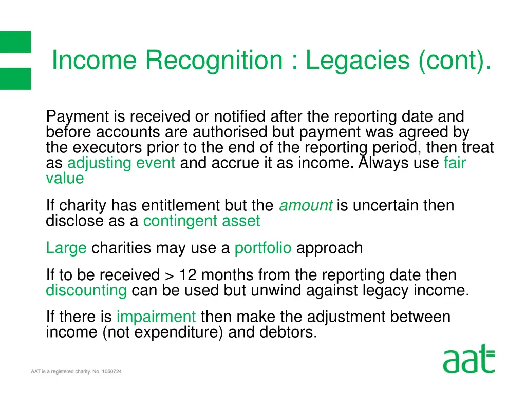 income recognition legacies cont