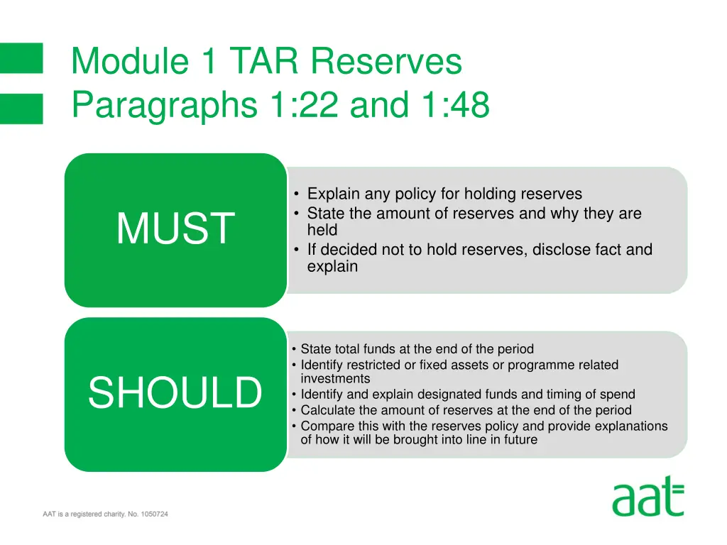 module 1 tar reserves paragraphs 1 22 and 1 48
