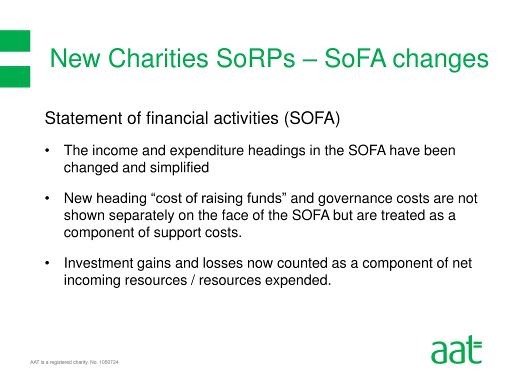 new charities sorps sofa changes