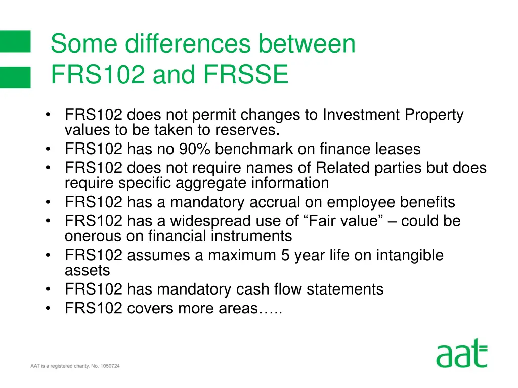 some differences between frs102 and frsse