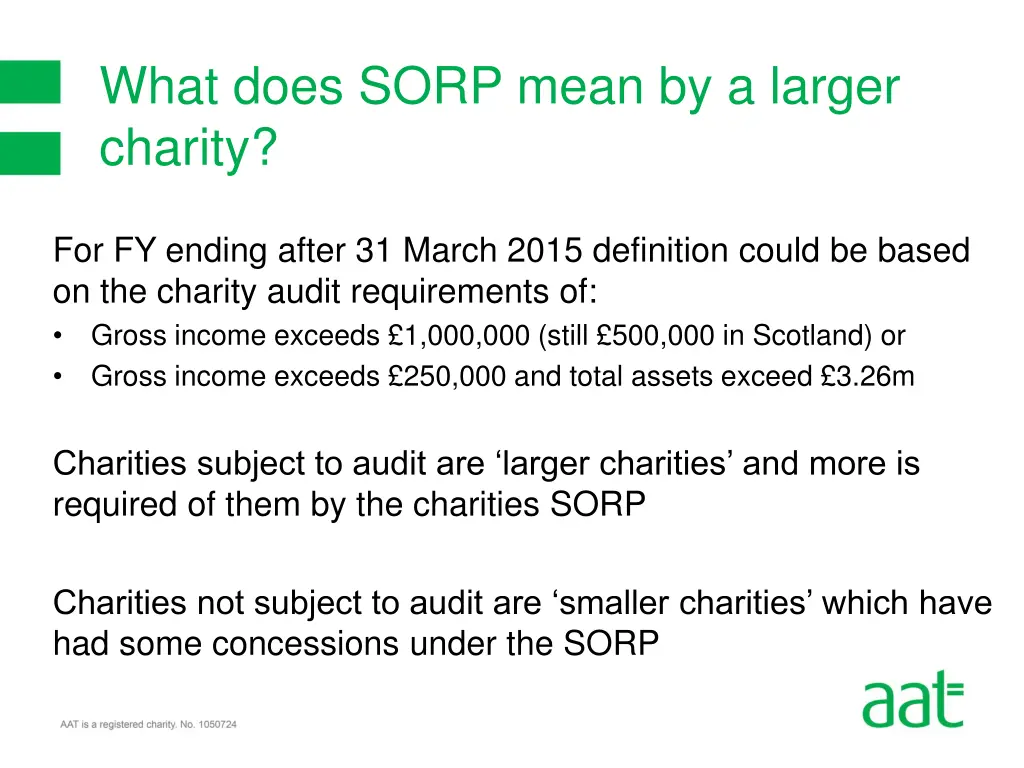 what does sorp mean by a larger charity