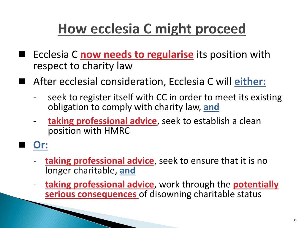 ecclesia c now needs to regularise its position