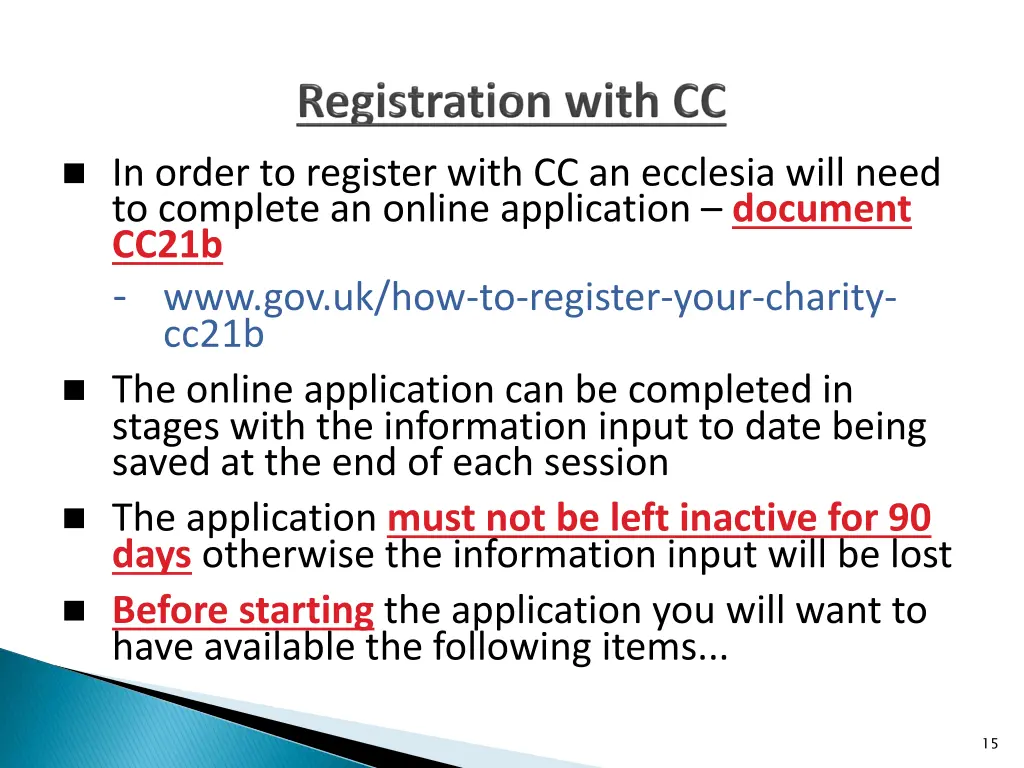 in order to register with cc an ecclesia will