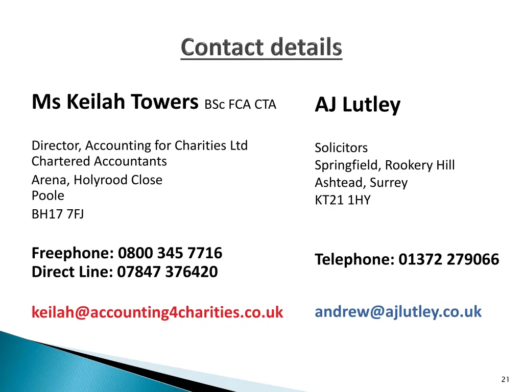 ms keilah towers bsc fca cta