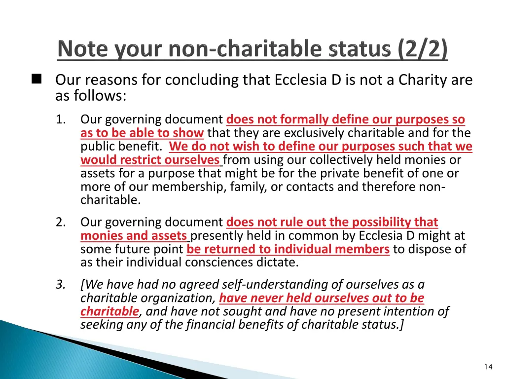 our reasons for concluding that ecclesia