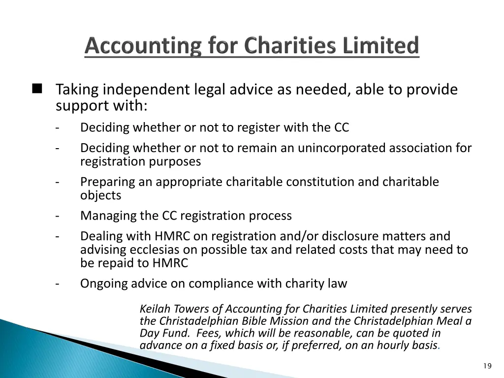 taking independent legal advice as needed able