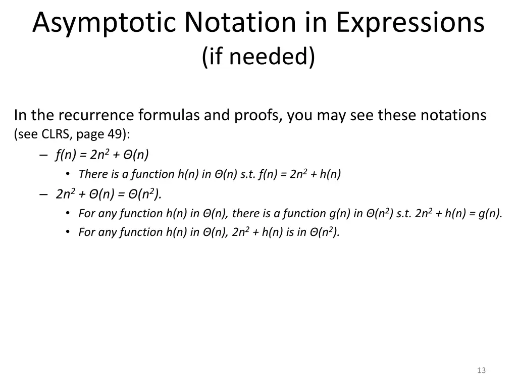 asymptotic notation in expressions if needed