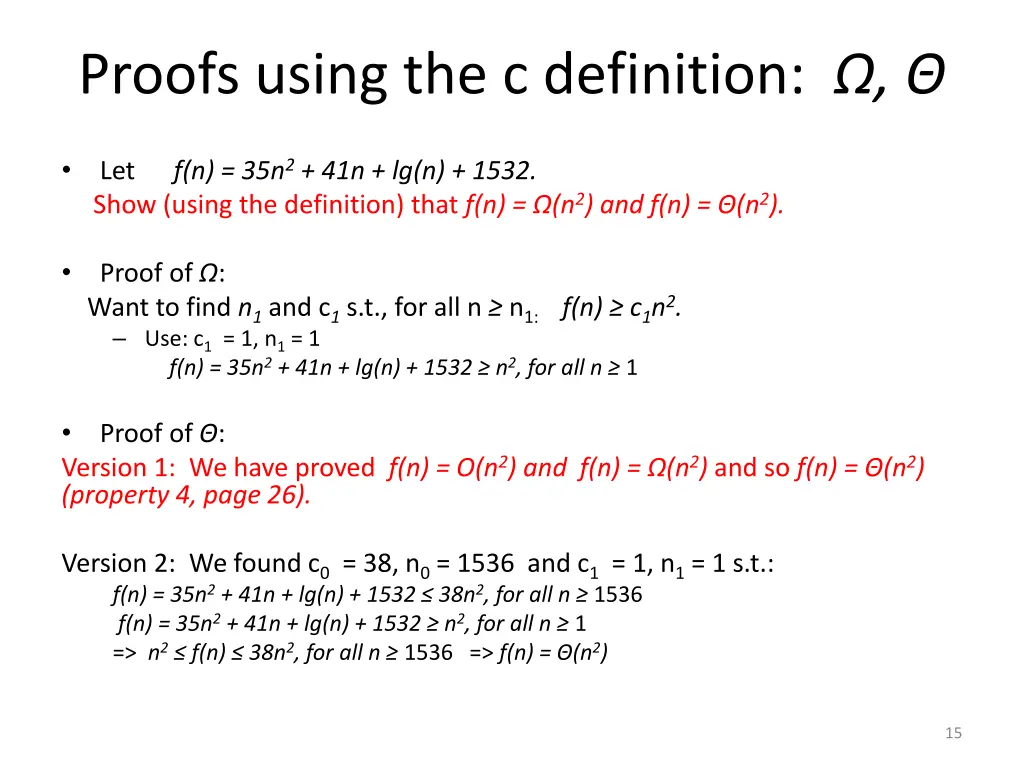 proofs using the c definition