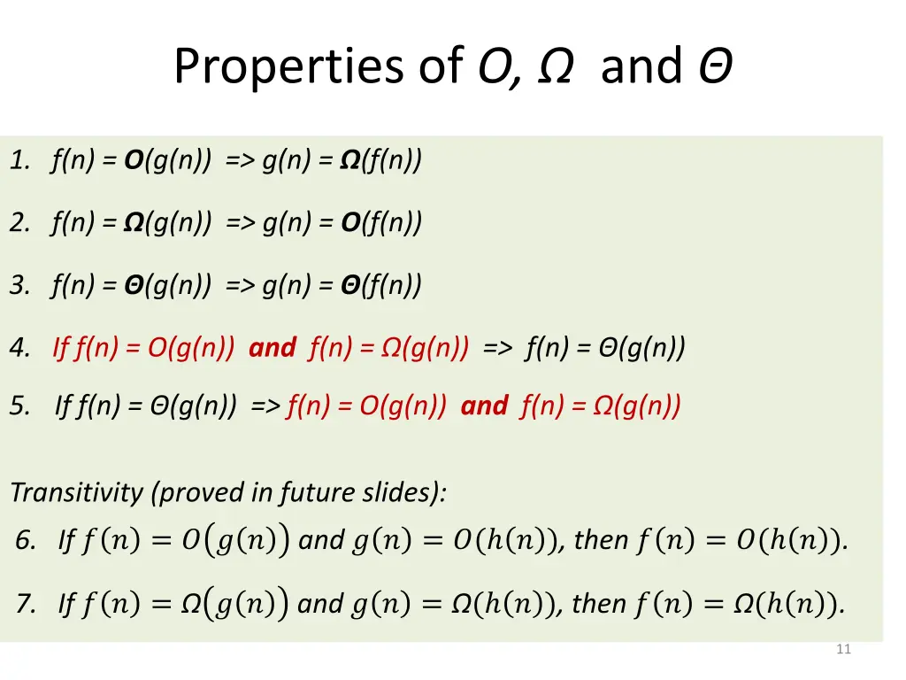 properties of o and