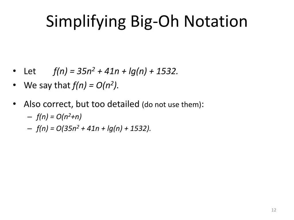 simplifying big oh notation