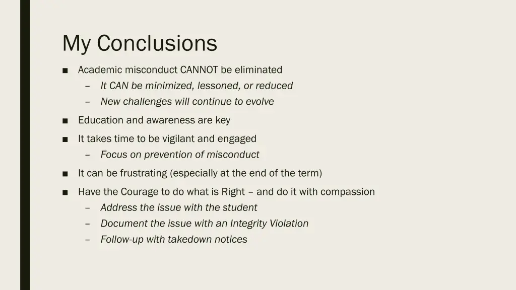 my conclusions
