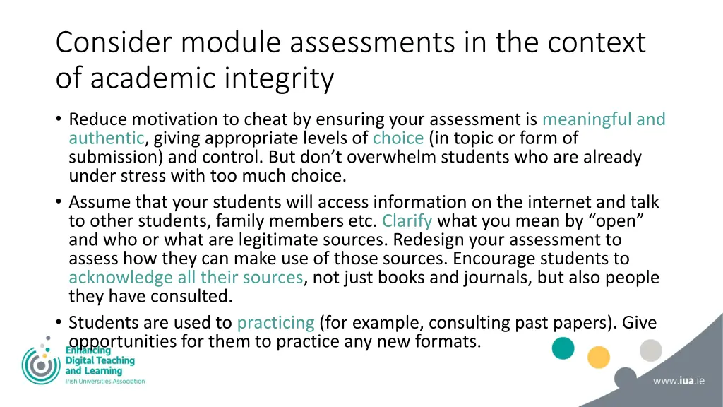 consider module assessments in the context