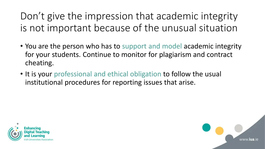 don t give the impression that academic integrity