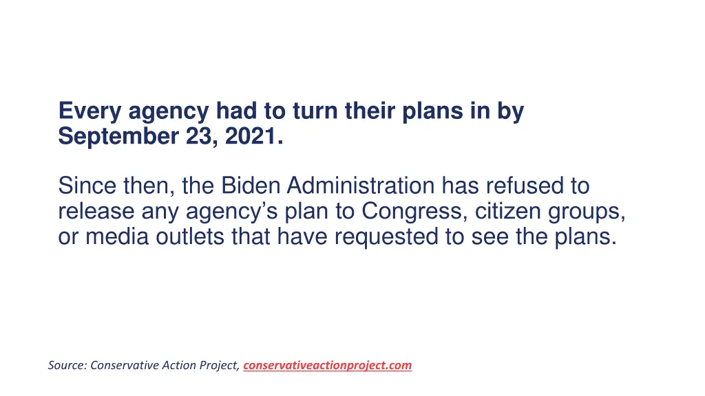 every agency had to turn their plans