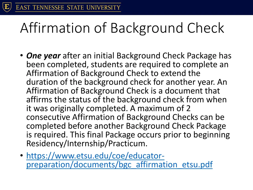 affirmation of background check