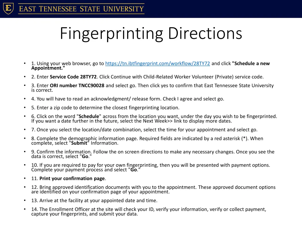 fingerprinting directions