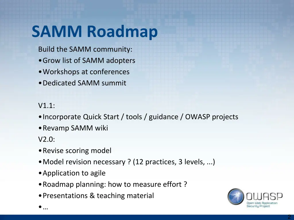 samm roadmap