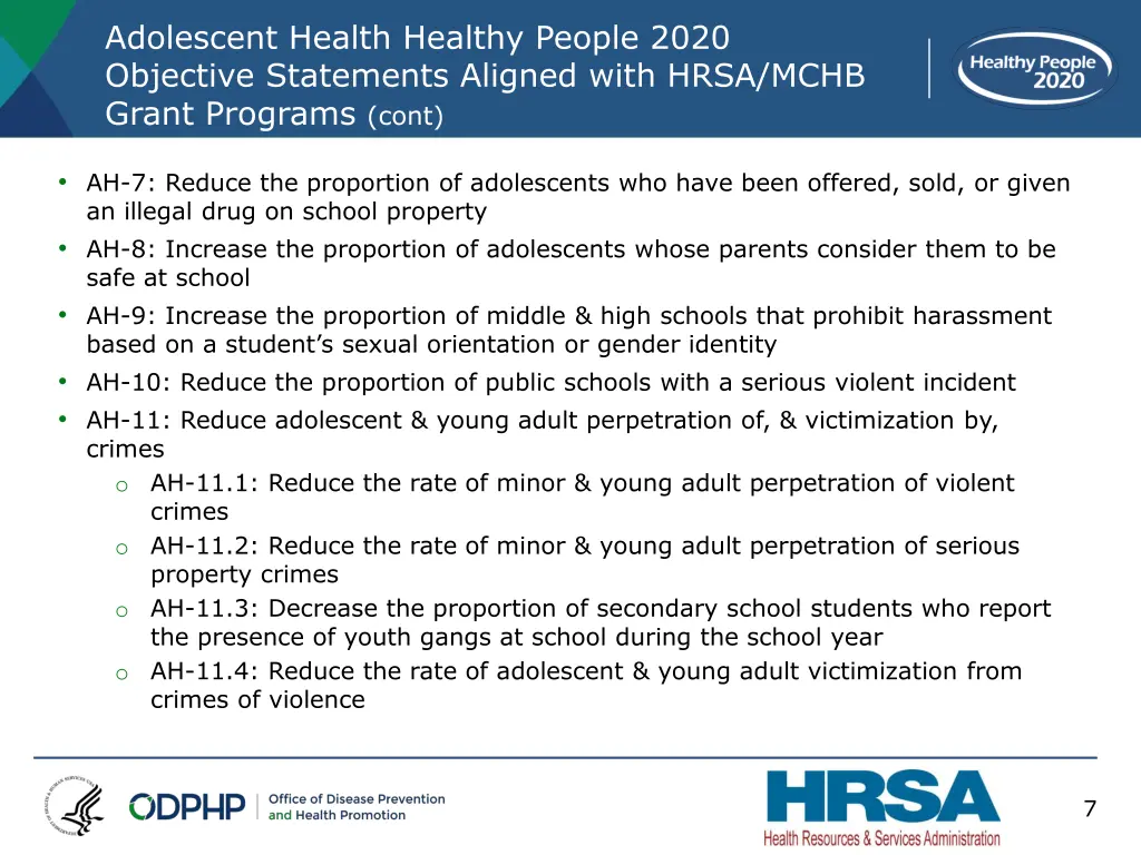 adolescent health healthy people 2020 objective 1