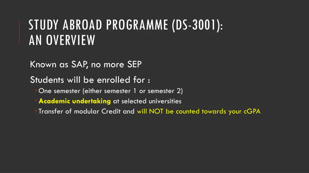 study abroad programme ds 3001 an overview
