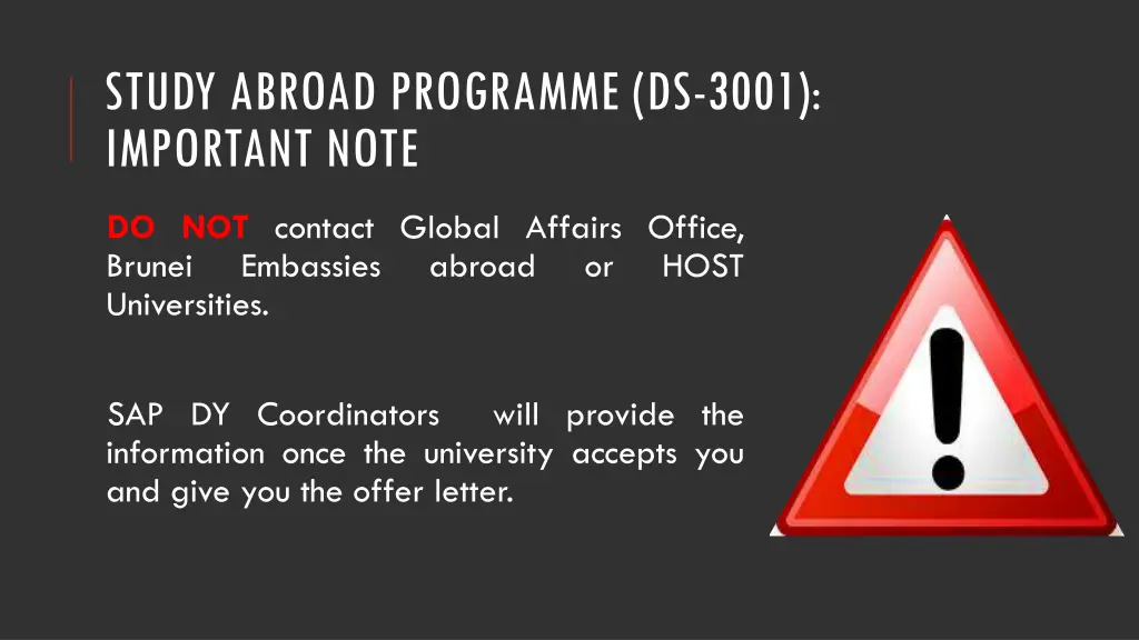 study abroad programme ds 3001 important note 1