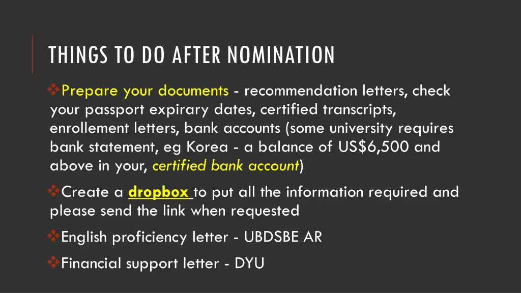 things to do after nomination