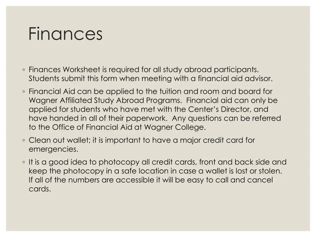finances
