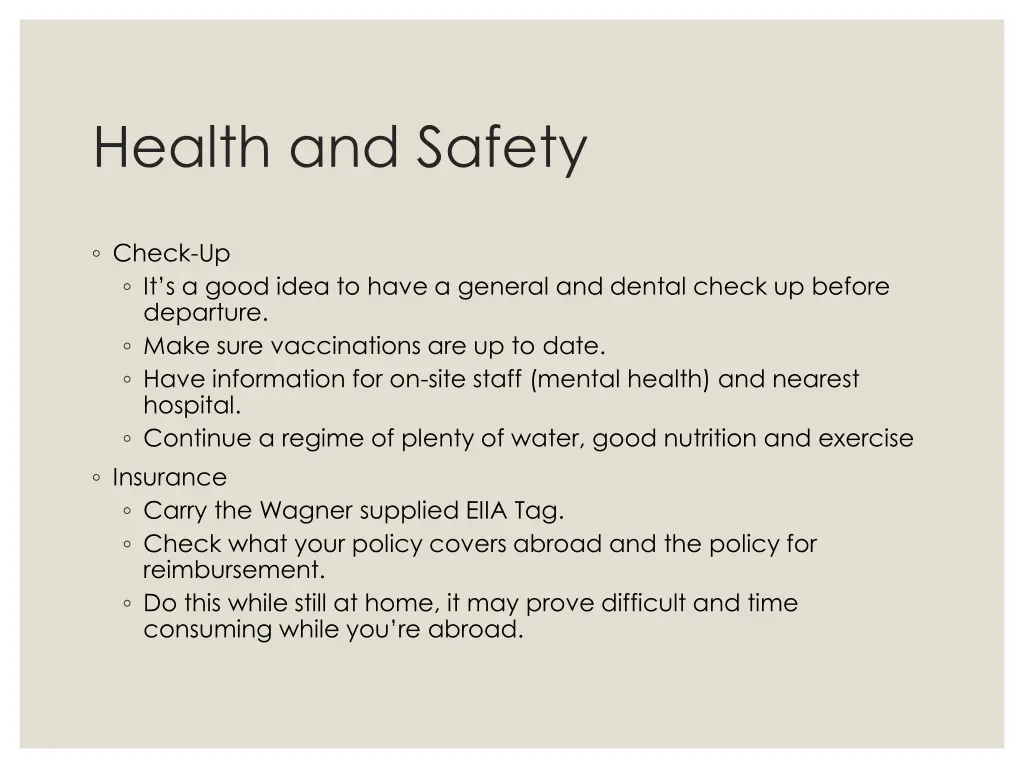 health and safety