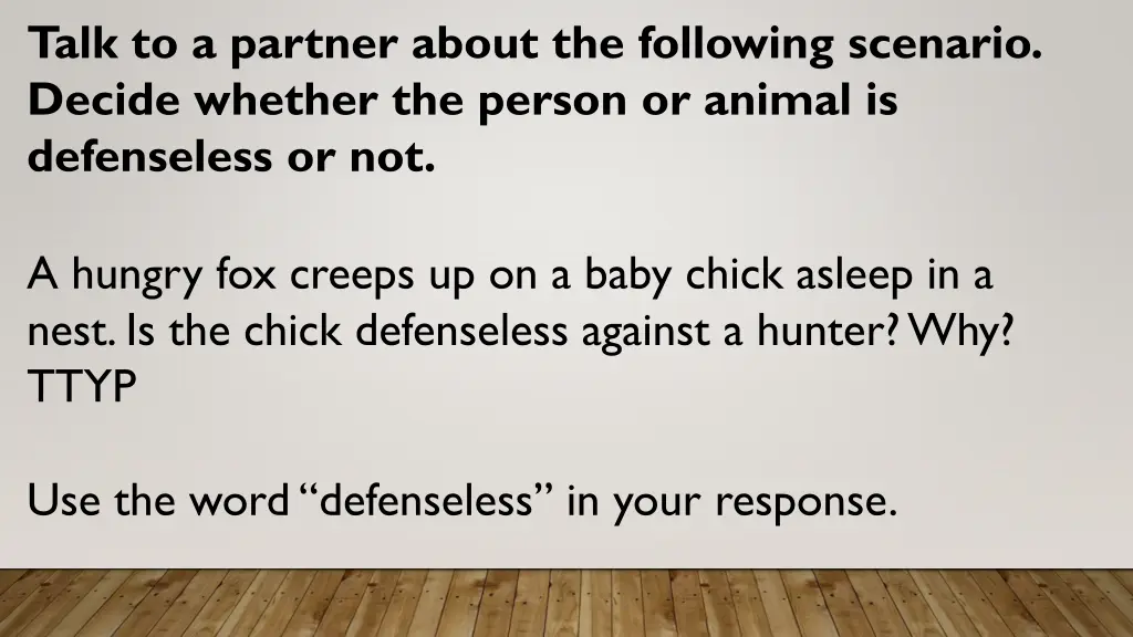 talk to a partner about the following scenario 1