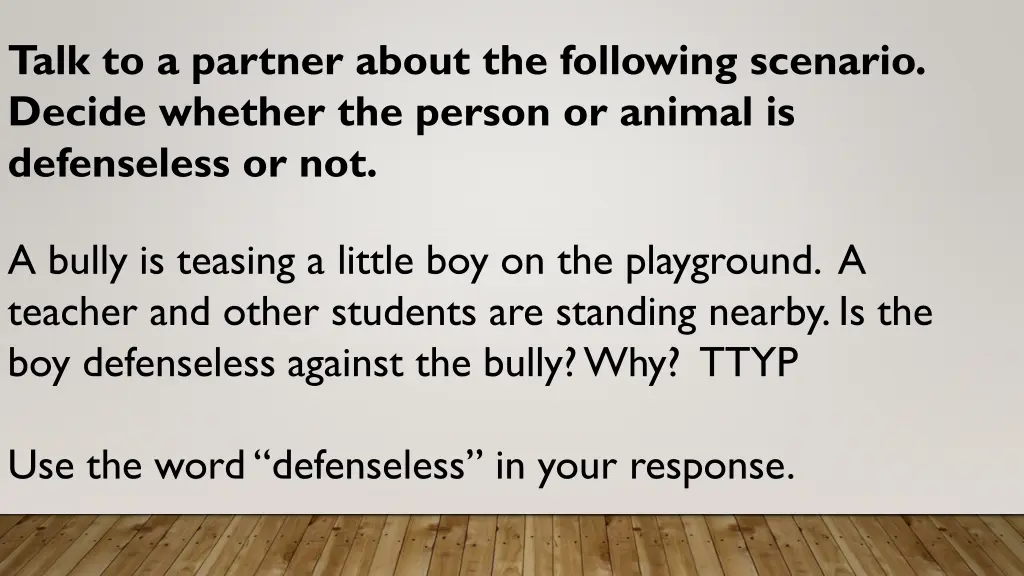 talk to a partner about the following scenario 2