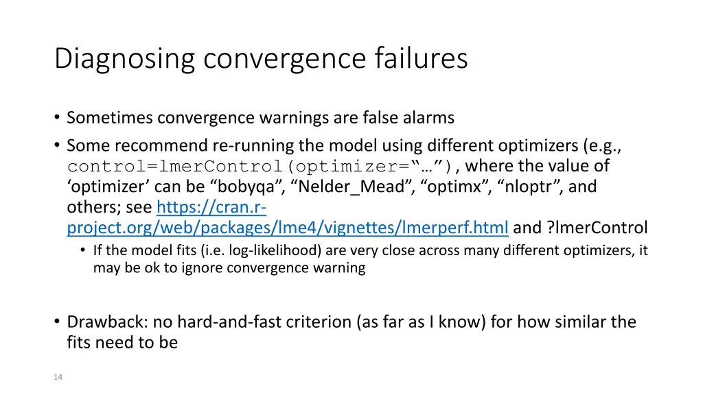 diagnosing convergence failures