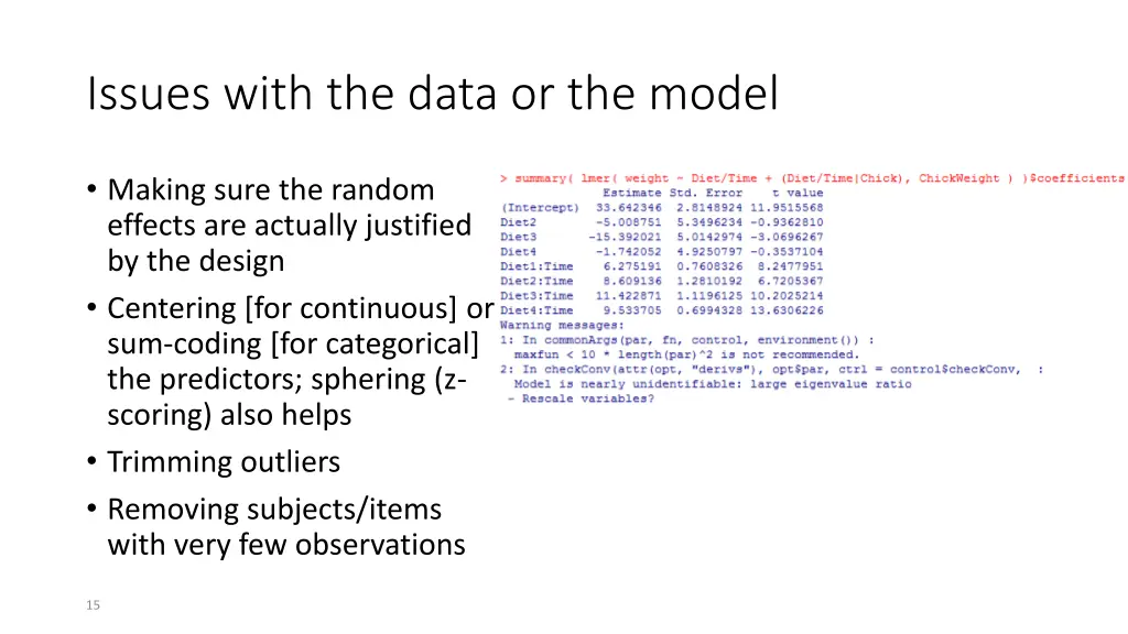issues with the data or the model